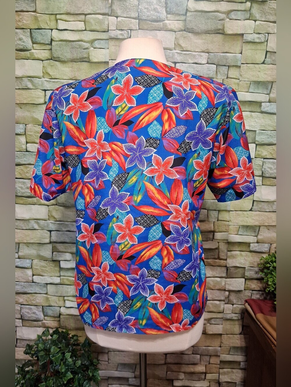 Oscar De La Renta Floral Button Down Shirt Vintage 90s - Picture 3 of 4